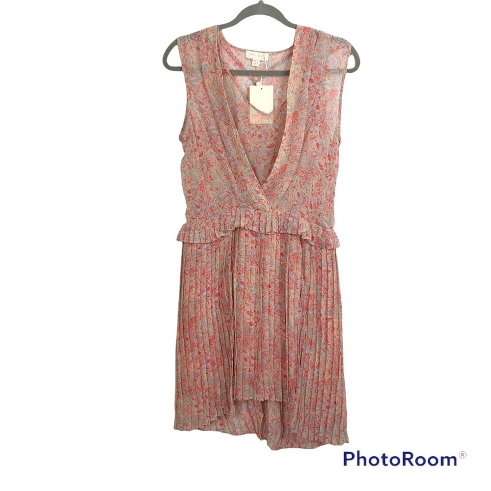 See U Soon Anthropologie orange peplum cami pleated dress size M NWOT